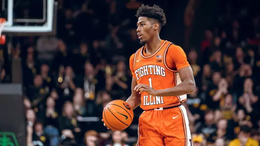 Image Taken At Illinois Fighting Illini at Iowa Hawkeyes Men’s Basketball Game, Carver-Hawkeye Arena, University of Iowa, Iowa City, IA, Saturday, February 4, 2023. Courtney Bay/Illinois Basketball