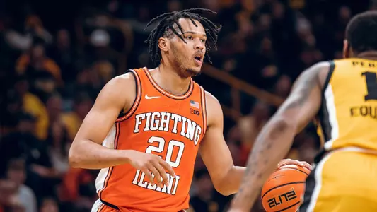 Image Taken At Illinois Fighting Illini at Iowa Hawkeyes Men’s Basketball Game, Carver-Hawkeye Arena, University of Iowa, Iowa City, IA, Saturday, February 4, 2023. Courtney Bay/Illinois Basketball