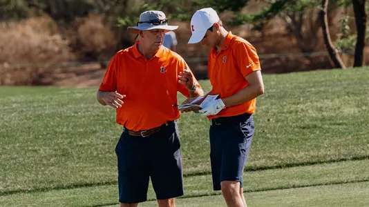 Mike Small and Adrien Dumont de Chassart at 2023 NCAA Championship (Leigh McGuirk)