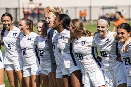 CHAMPAIGN, IL - September 10, 2023 - The Illinois Fighting Illini after the match between the Pepperdine Waves and the Illinois Fighting Illini at Demirjian Park in Champaign, IL. Photo By Kevin Snyder