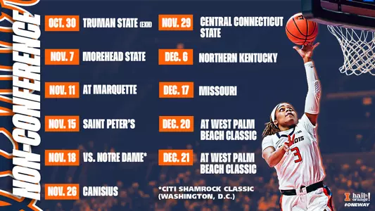 Illinois women's basketball non-con schedule graphic