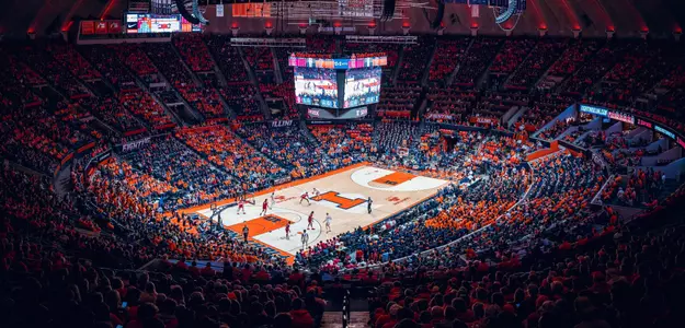 CHAMPAIGN, IL - January 27, 2024 - Illinois Fans during the game between the Indiana Hoosiers and the Illinois Fighting Illini at State Farm Center in Champaign, IL. Photo By Kevin Snyder