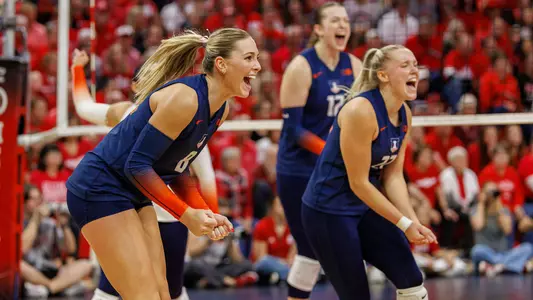 during the game between the Nebraska Huskers and the Illinois Fighting Illini at Bob Devaney Sports Center. The Huskers won 3-0. Photo by Andy Wenstrand.