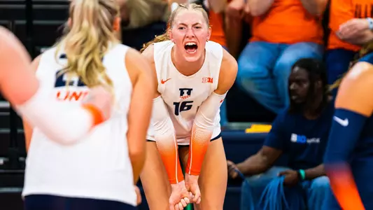 CHAMPAIGN, IL - October 03, 2024 - Photos taken during the match between the Nebraska Cornhuskers and the Illinois Fighting Illini at Huff Hall in Champaign, IL. (Photo By Kevin Snyder/)