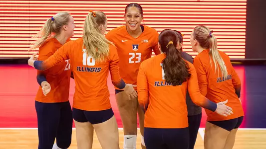 CHAMPAIGN, IL - November 08, 2024 - Photos taken during the match between the USC Trojans and the Illinois Fighting Illini at Huff Hall in Champaign, IL. Photo By Jenny Butler \Illini Athletics.