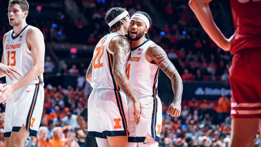 Image Taken At Illinois Fighting Illini vs. Wisconsin Badgers Men’s Basketball Game, State Farm Center, University of Illinois, Champaign, IL, Tuesday, December 10, 2024. Courtney Bay/Illinois Athletics