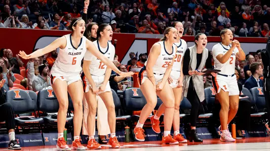 WBB team bench celebration