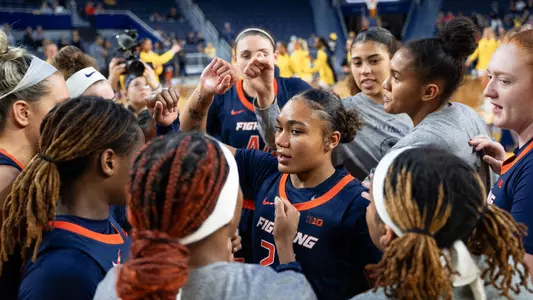 Ann Arbor, MI - January 31, 2024 - Illinois Guard Adalia McKenzie (#24) before the game between the Michigan Wolverines and the Illinois Fighting Illini at Crisler Center in Ann Arbor, MI. Photo By Madison Dabrowski