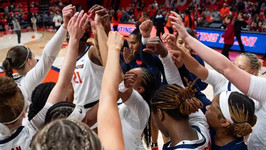 CHAMPAIGN, IL - February 19, 2024 - Illinois Guard Adalia McKenzie (#24) before the game between the Indiana Hoosiers and the Illinois Fighting Illini at State Farm Center in Champaign, IL. Photo By Kevin Snyder