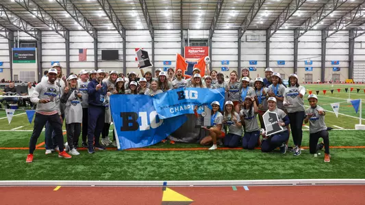 Women's Track Big Ten Indoor Championships Trophy Team Picture 2.24.24