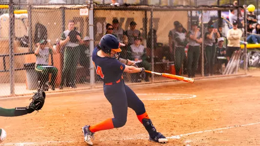 CATHEDRAL CITY, CA - February 24, 2024 - Illinois Outfielder Kelly Ryono (#14) during the game between the Cal Poly Mustangs and the Illinois Fighting Illini at the Big Leage Dreams Complex in Cathedral City, CA. Photo By Ashley Steltenpohl