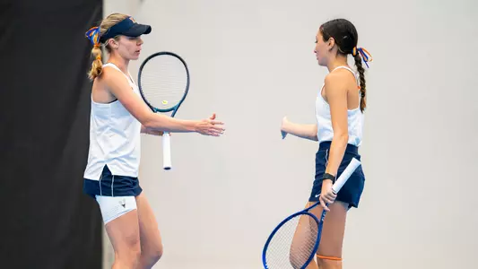 URBANA, IL - March 01, 2024 - Illinois’s Josie Frazier and Illinois’s Kida Ferrari during the match between the Washington Huskies and the Illinois Fighting Illini at Atkins Tennis Center in Urbana, IL. Photo By Kevin Snyder
