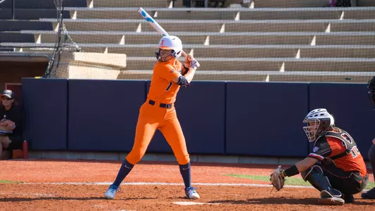 Urbana, IL - September 30, 2023 - Illinois Infielder Reese Hunkins (#1) during the game between the Northern Illinois Huskies and the Illinois Fighting Illini at Eichelberger Field in Urbana, IL. Photo By Richard Lu
