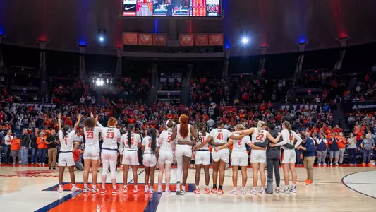 CHAMPAIGN, IL - March 03, 2024 - The Illinois Fighting Illini after the game between the Nebraska Cornhuskers and the Illinois Fighting Illini at State Farm Center in Champaign, IL. Photo By Kevin Snyder