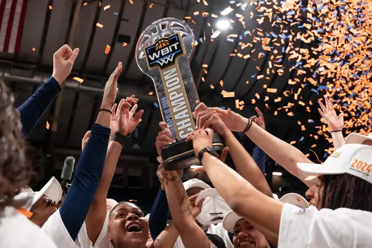 Indianapolis, IN - April 03, 2024 - Photos taken after the 2024 WBIT Championship game between the Villanova Wildcats and the Illinois Fighting Illini at Hinkle Fieldhouse in Indianapolis, IN. (Photo By Madison Dabrowski/Illinois Athletics)