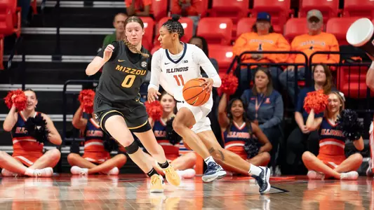 CHAMPAIGN, IL - December 17, 2023 - Illinois Guard Jada Peebles (#11) during the Braggin’ Rights game between the Missouri Tigers and the Illinois Fighting Illini at State Farm Center in Champaign, IL. Photo By Kevin Snyder