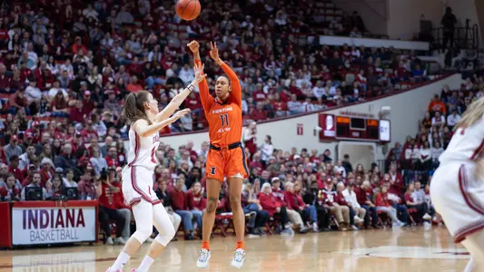 Bloomington, IN - December 31, 2023 - Illinois Guard Jada Peebles (#11) during the game between the Indiana Hoosiers and the Illinois Fighting Illini at Simon Skjodt Assembly Hall in Bloomington, IN. Photo By Madison Dabrowski