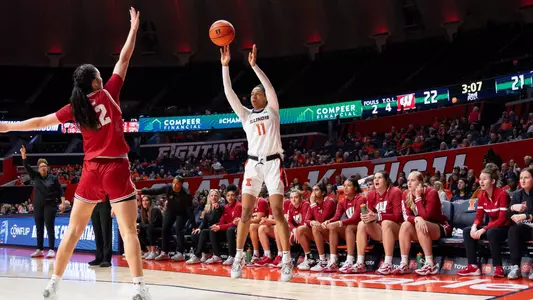CHAMPAIGN, IL - January 07, 2024 - Illinois Guard Jada Peebles (#11) during the game between the Wisconsin Badgers and the Illinois Fighting Illini at State Farm Center in Champaign, IL. Photo By Madison Dabrowski