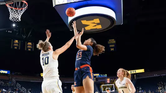 Ann Arbor, MI - January 31, 2024 - Illinois Forward Brynn Shoup-Hill (#23) during the game between the Michigan Wolverines and the Illinois Fighting Illini at Crisler Center in Ann Arbor, MI. Photo By Madison Dabrowski