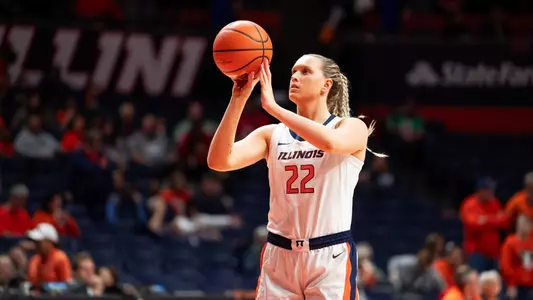 CHAMPAIGN, IL - March 03, 2024 - Illinois Forward Shay Bollin (#22) before the game between the Nebraska Cornhuskers and the Illinois Fighting Illini at State Farm Center in Champaign, IL. Photo By Kevin Snyder
