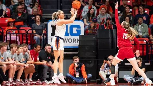 CHAMPAIGN, IL - March 03, 2024 - Illinois Forward Shay Bollin (#22) during the game between the Nebraska Cornhuskers and the Illinois Fighting Illini at State Farm Center in Champaign, IL. Photo By Kevin Snyder