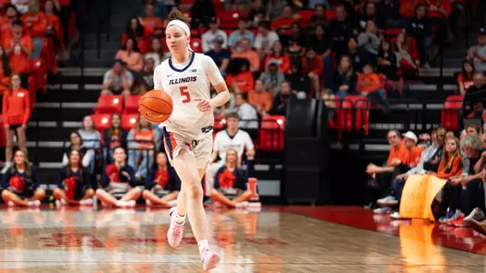 CHAMPAIGN, IL - March 03, 2024 - Illinois Guard Gretchen Dolan (#5) during the game between the Nebraska Cornhuskers and the Illinois Fighting Illini at State Farm Center in Champaign, IL. Photo By Kevin Snyder