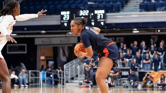 Indianapolis, IN - April 01, 2024 - Photos taken during the 2024 WBIT Semifinal game between the Washington State Cougars and the Illinois Fighting Illini at Hinkle Fieldhouse in Indianapolis, IN. (Photo By Madison Dabrowski/Illinois Athletics)