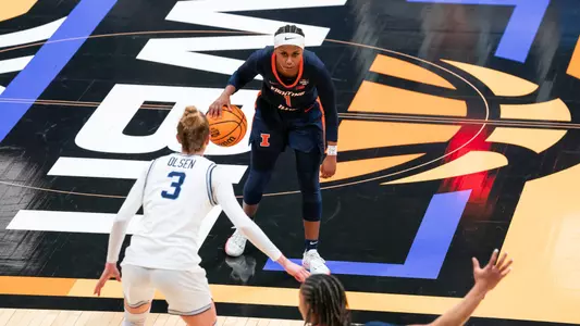 Indianapolis, IN - April 03, 2024 - Photos taken during the 2024 WBIT Championship game between the Villanova Wildcats and the Illinois Fighting Illini at Hinkle Fieldhouse in Indianapolis, IN. (Photo By Kevin Snyder /Illinois Athletics)