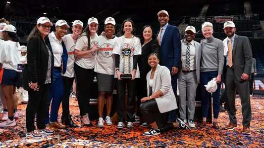 Indianapolis, IN - April 03, 2024 - Photos taken after the 2024 WBIT Championship game between the Villanova Wildcats and the Illinois Fighting Illini at Hinkle Fieldhouse in Indianapolis, IN. (Photo By Kevin Snyder /Illinois Athletics)