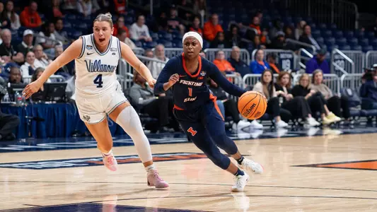 Indianapolis, IN - April 03, 2024 - Photos taken during the 2024 WBIT Championship game between the Villanova Wildcats and the Illinois Fighting Illini at Hinkle Fieldhouse in Indianapolis, IN. (Photo By Madison Dabrowski/Illinois Athletics)
