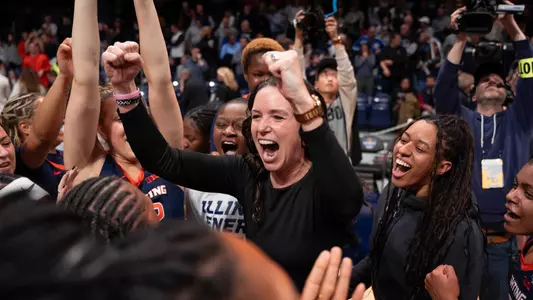 Indianapolis, IN - April 03, 2024 - Photos taken after the 2024 WBIT Championship game between the Villanova Wildcats and the Illinois Fighting Illini at Hinkle Fieldhouse in Indianapolis, IN. (Photo By Madison Dabrowski/Illinois Athletics)