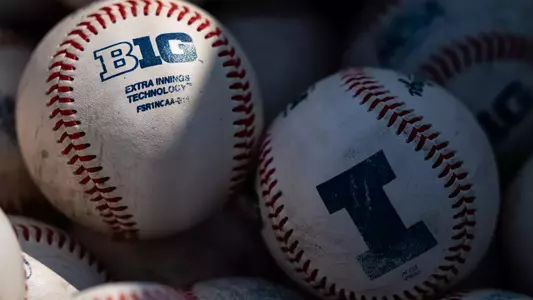 CHAMPAIGN, IL - February 27, 2024 - Illinois Baseballs before the game between the Eastern Illinois Panthers and the Illinois Fighting Illini at Illinois Field in Champaign, IL. Photo By Kevin Snyder