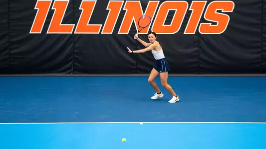 URBANA, IL - March 01, 2024 - Illinois’s Kida Ferrari during the match between the Washington Huskies and the Illinois Fighting Illini at Atkins Tennis Center in Urbana, IL. Photo By Kevin Snyder