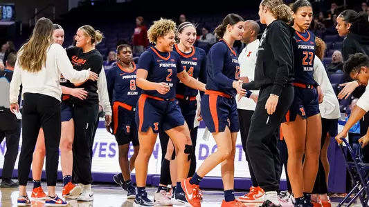 Illinois WBB at Northwestern - postgame bench