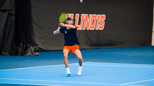 URBANA, IL - January 17, 2025 - Photos taken during the Fighting Illini Invite matches between the Boise State Broncos, Columbia Lions and the Illinois Fighting Illini at Atkins Tennis Center in Urbana, IL. (Photo By Kevin Snyder/Illinois Athletics)