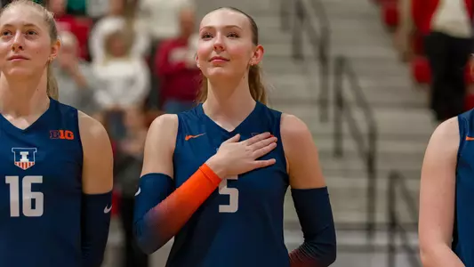 BLOOMINGTON, IN - November 29, 2024 - Photos taken during the match between the Indiana Hoosiers and the Illinois Fighting Illini at Wilkinson Hall in Bloomington, IN. (Photo By Andy Wenstrand/Illinois Athletics)
