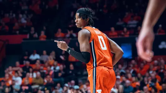 Image Taken At Illinois Fighting Illini vs. Eastern Illinois Panthers Men’s Basketball Game, State Farm Center, University of Illinois, Champaign, IL, Monday, November 4, 2024. Courtney Bay/Illinois Athletics