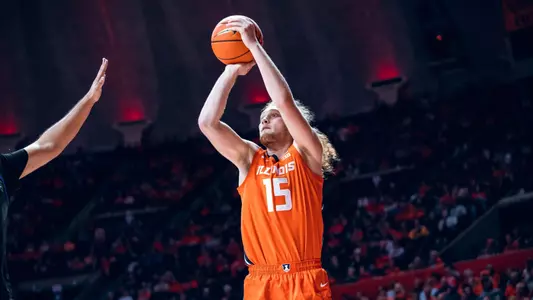 Image Taken At Illinois Fighting Illini vs. Eastern Illinois Panthers Men’s Basketball Game, State Farm Center, University of Illinois, Champaign, IL, Monday, November 4, 2024. Courtney Bay/Illinois Athletics