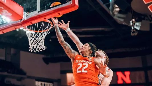 Image Taken At Illinois Fighting Illini vs. Nebraska Cornhuskers Men’s Basketball Game, Pinnacle Bank Arena, University of Nebraska, Lincoln, NE, Thursday, January 30, 2025. Courtney Bay/Illinois Athletics