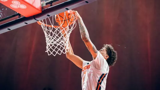 Image Taken At Illinois Fighting Illini vs. Ohio State Buckeyes Men’s Basketball Game, State Farm Center, University of Illinois, Champaign, IL, Sunday, February 2, 2024. Courtney Bay/Illinois Athletics