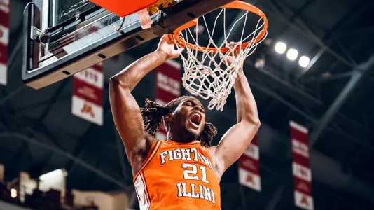 Image Taken At Illinois Fighting Illini vs. Ohio State Buckeyes Men’s Basketball Game, State Farm Center, University of Illinois, Champaign, IL, Sunday, February 2, 2024. Courtney Bay/Illinois Athletics