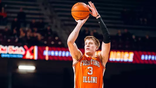 Image Taken At Illinois Fighting Illini vs. Ohio State Buckeyes Men’s Basketball Game, State Farm Center, University of Illinois, Champaign, IL, Sunday, February 2, 2024. Courtney Bay/Illinois Athletics