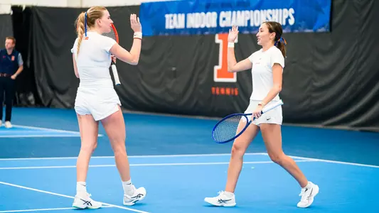 URBANA, IL - February 09, 2025 - Photos taken during the match between the Illinois Fighting Illini and the UCLA Bruins at Atkins Tennis Center in Urbana, IL. (Photo By Kevin Snyder/Illinois Athletics)