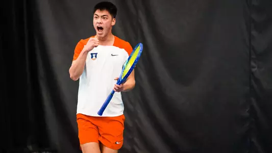 URBANA, IL - February 15, 2025 - Photos taken during the match between the Clemson Tigers and the Illinois Fighting Illini at Atkins Tennis Center in Urbana, IL. (Photo By Kevin Snyder/Illinois Athletics)