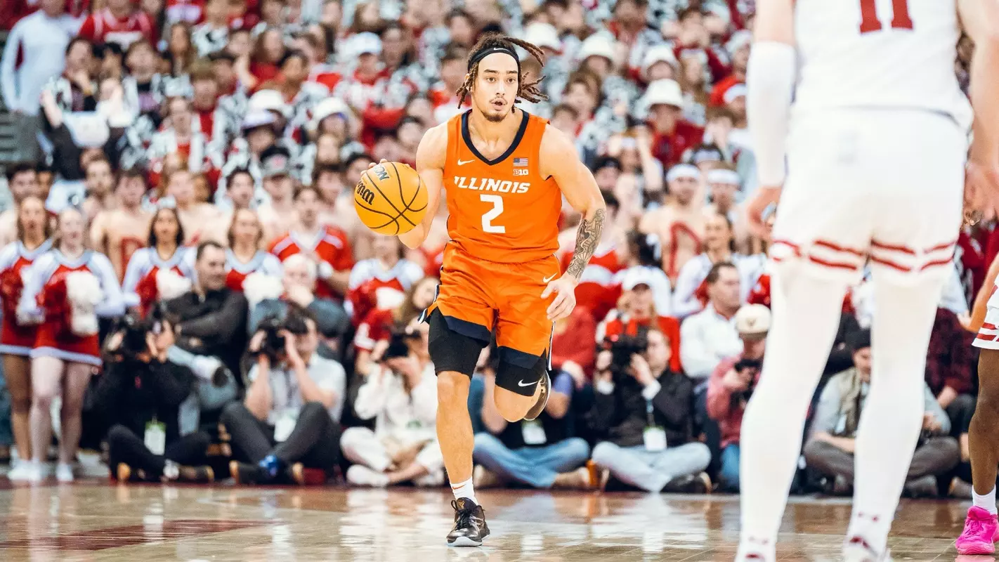 Image Taken At Illinois Fighting Illini vs. Wisconsin Badgers Men’s Basketball Game, Kohl Center, University of Wisconsin, Madison, WI, Tuesday, February 18, 2025. Courtney Bay/Illinois Athletics