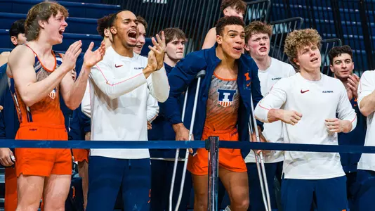Team cheering vs. Nebraska