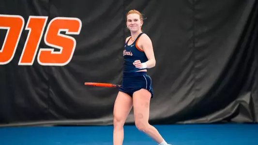 URBANA, IL - March 01, 2025 - Photos taken during the match between the Western Michigan Broncos and the Illinois Fighting Illini at Atkins Tennis Center in Urbana, IL (Photo By Kevin Snyder/Illinois Athletics)
