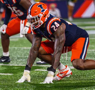 Defensive Lineman Will Holmes (#24) during the game between the UAB Blazers and the Illinois Fighting Illini at Gies Memorial Stadium in Champaign, IL on September 03, 2026. Photo By Aaron Quinn