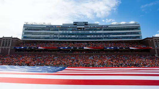 Gies Memorial Stadium 2026 national anthem flag