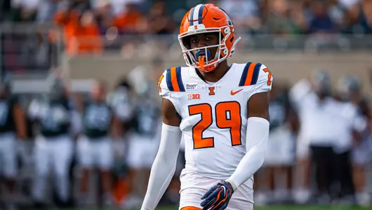 Defensive Back James Finley IV (#29) during the game between the Michigan State Spartans and the Illinois Fighting Illini at Spartan Stadium in East Lansing, MI on October 10, 2026. Photo By Aaron Quinn